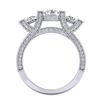 Image 4 : 2.3 CTW VS/SI Diamond Solitaire Micro Pave 3 Stone Ring Band 18K White Gold - REF-263W6F - 36956