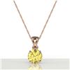 Image 2 : 2 CTW Citrine Designer Inspired Solitaire Necklace 14K Rose Gold - REF-24M4H - 22017