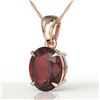 Image 1 : 3.50 CTW Garnet Designer Inspired Solitaire Necklace 14K Rose Gold - REF-29M3H - 21862