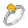 Image 1 : 2.0 CTW Yellow Sapphire & Diamond Ring 14K White Gold - REF-40H4A - 10823