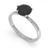 1.0 CTW Black Certified Diamond Engagement Ring Martini 14K White Gold - REF-28K5W - 38329
