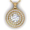 0.9 CTW Certified VS/SI Diamond Art Deco Halo Necklace 14K Yellow Gold - REF-116K4W - 30371