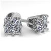 Image 1 : 1.0 CTW VS/SI Princess Diamond Stud Solitaire Earrings 18K White Gold - REF-178W2F - 35673