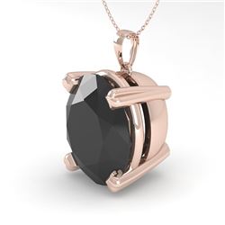 9.0 CTW Oval Black Diamond Designer Necklace 18K Rose Gold - REF-254T5M - 32372