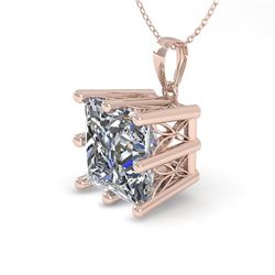 1 CTW VS/SI Princess Diamond Solitaire Necklace 18K Rose Gold - REF-285T2M - 35867