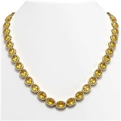 46.39 CTW Fancy Citrine & Diamond Halo Necklace 10K Yellow Gold - REF-553X6T - 40597