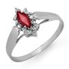 Image 1 : 0.33 CTW Ruby Ring 18K White Gold - REF-19K3W - 12872