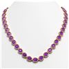 35.13 CTW Amethyst & Diamond Halo Necklace 10K Rose Gold - REF-586T9M - 41082