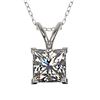 1 CTW Certified VS/SI Quality Princess Diamond Solitaire Necklace 10K White Gold - REF-265Y3K - 3319