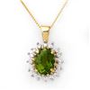 3.55 CTW Green Tourmaline & Diamond Necklace 10K Yellow Gold - REF-73A6X - 10795