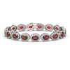 21.98 CTW Garnet & Diamond Halo Bracelet 10K White Gold - REF-247M6H - 40646