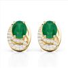 Image 1 : 2.50 Emerald & Micro Pave VS/SI Diamond Stud Earrings 10K Yellow Gold - REF-25H6A - 22332