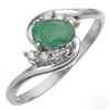 Image 1 : 0.60 CTW Emerald & Diamond Ring 10K White Gold - REF-17A8X - 10001