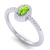 Image 2 : 0.50 CTW Peridot & Micro Pave VS/SI Diamond Ring Halo 18K White Gold - REF-33X5T - 21390