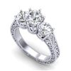 Image 1 : 2.01 CTW VS/SI Diamond Solitaire Art Deco 3 Stone Ring 18K White Gold - REF-527H3A - 36929