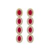 Image 1 : 6.47 CTW Ruby & Diamond Halo Earrings 10K Yellow Gold - REF-114H2A - 40507