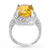 Image 2 : 6.0 CTW Citrine & Diamond Ring 14K White Gold - REF-77H3A - 13401