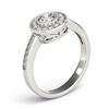 Image 4 : 0.8 CTW Certified VS/SI Diamond Solitaire Halo Ring 18K White Gold - REF-130X4T - 26901