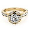 Image 1 : 1.5 CTW Certified VS/SI Diamond Solitaire Halo Ring 18K Yellow Gold - REF-404T4M - 26891