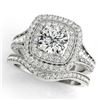 1.93 CTW Certified VS/SI Diamond 2Pc Wedding Set Solitaire Halo 14K White Gold - REF-223H6A - 30909