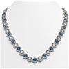 35.60 CTW Blue & White Diamond Designer Necklace 18K White Gold - REF-4403T6M - 42677