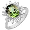 3.40 CTW Green Tourmaline & Diamond Ring 14K White Gold - REF-90N4Y - 10801
