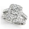3.23 CTW Certified VS/SI Diamond 2Pc Wedding Set Solitaire Halo 14K White Gold - REF-306K2W - 30669
