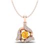 0.40 CTW Citrine & Micro Pave VS/SI Diamond Halo Necklace 14K Rose Gold - REF-25X3T - 20008