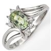 0.70 CTW Green Sapphire & Diamond Ring 10K White Gold - REF-18X2T - 10565