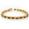 Image 1 : 6.09 CTW Blue Sapphire & Diamond Bracelet 10K Yellow Gold - REF-72H8A - 10018