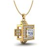 Image 4 : 0.84 CTW Princess VS/SI Diamond Solitaire Micro Pave Necklace 18K Yellow Gold - REF-149T3M - 37192