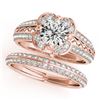 Image 1 : 1.21 CTW Certified VS/SI Diamond 2Pc Wedding Set Solitaire Halo 14K Rose Gold - REF-162W2F - 31236
