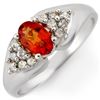 0.90 CTW Orange Sapphire & Diamond Ring 18K White Gold - REF-49M5H - 10301
