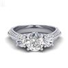 Image 2 : 1.81 CTW VS/SI Diamond Art Deco 3 Stone Ring 18K White Gold - REF-318M2H - 37145