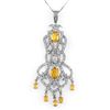 7.65 CTW Yellow Sapphire & Diamond Necklace 14K White Gold - REF-231H5A - 11098