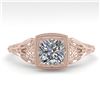 Image 1 : 0.50 CTW Certified VS/SI Cushion Diamond Engagement Ring Deco 18K Rose Gold - REF-113A8X - 36026