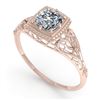Image 2 : 0.50 CTW Certified VS/SI Cushion Diamond Engagement Ring Deco 18K Rose Gold - REF-113A8X - 36026