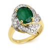 Image 1 : 3.29 CTW Emerald & Diamond Ring 14K Yellow Gold - REF-70A9X - 13116