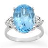 Image 1 : 6.20 CTW Blue Topaz & Diamond Ring 18K White Gold - REF-52A8X - 12857