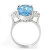 Image 2 : 6.20 CTW Blue Topaz & Diamond Ring 18K White Gold - REF-52A8X - 12857