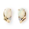 Image 1 : 1.03 CTW Opal & Diamond Earrings 10K Yellow Gold - REF-14W5F - 12881