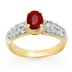 1.50 CTW Ruby & Diamond Ring 10K Yellow Gold - REF-52M8H - 13368