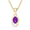 Image 2 : 1.25 CTW Amethyst & Micro VS/SI Diamond Necklace 10K Yellow Gold - REF-18K9W - 22342