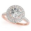 Image 1 : 1.25 CTW Certified VS/SI Diamond Solitaire Halo Ring 18K Rose Gold - REF-155X8T - 26450