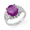 4.25 CTW Amethyst & Diamond Ring 10K White Gold - REF-31T6M - 13398