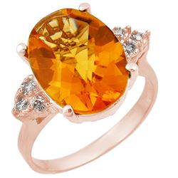 5.10 CTW Citrine & Diamond Ring 10K Rose Gold - REF-35Y6K - 11391