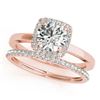 Image 1 : 0.83 CTW Certified VS/SI Diamond 2Pc Wedding Set Solitaire Halo 14K Rose Gold - REF-124A4X - 30730