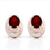 Image 1 : 2.50 Garnet & Micro Pave VS/SI Diamond Stud Earrings 10K Rose Gold - REF-25W6F - 22333