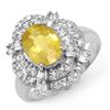 Image 1 : 3.05 CTW Yellow Sapphire & Diamond Ring 18K White Gold - REF-100Y2K - 14343