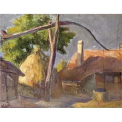 Kohán György (Gyulavári, 1910 - Gyula, 1966) - Tanyaudvar gémeskúttal